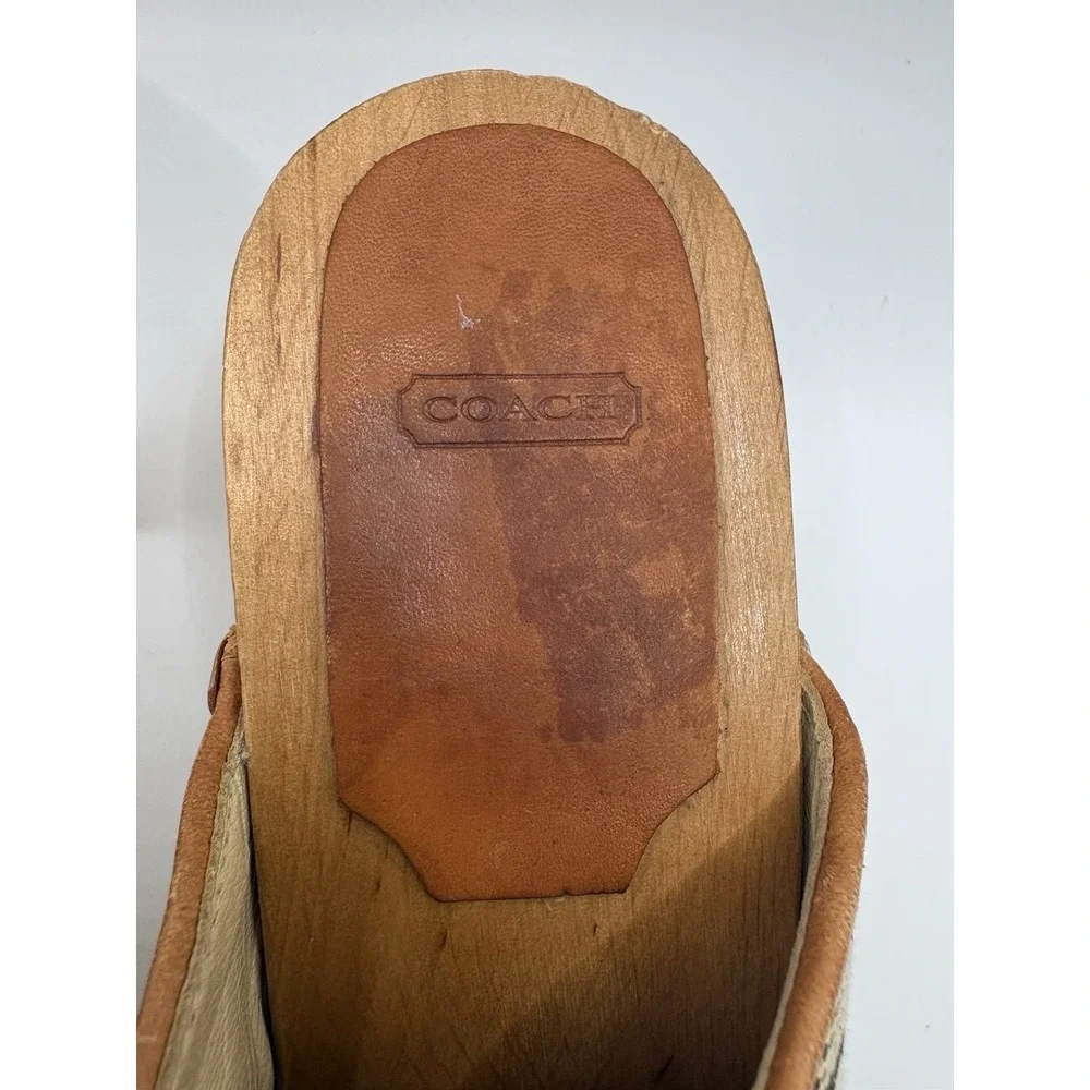 Coach Felicity Signature C Clog Mules Women's 7 Wood Heels Made Italy P058 G02
